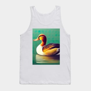 Duck at sea with green background Tank Top